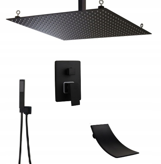 Stropný sprchový set čierny Black Big 50