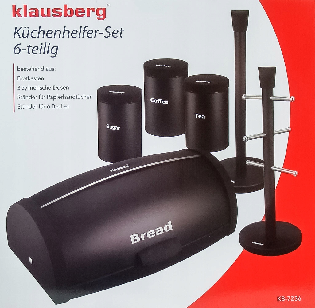 ZESTAW CHLEBAK METALOWY POJEMNIKI STOJAK KUBKI Rodzaj zestaw