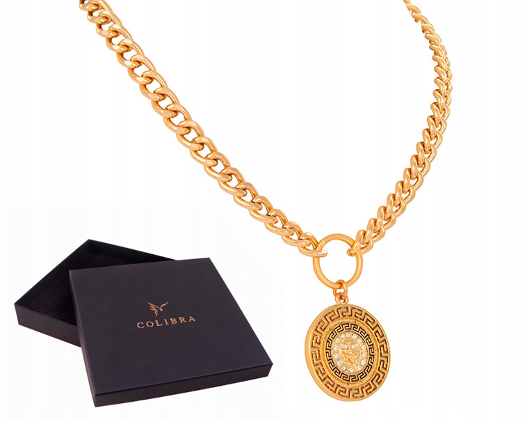 Zlatá Kolia S Řeckou Mincí, Široký Řetízek S Krystaly, Trendy