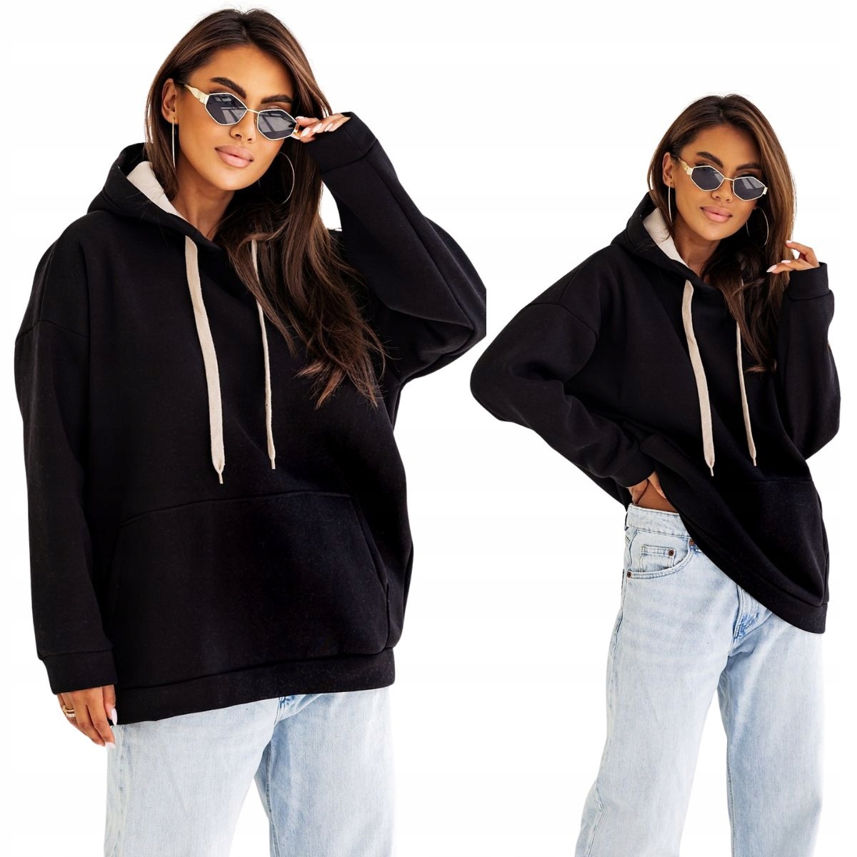 Dámská Oversize Mikina Teplá bavlněná 82131 černá S/m