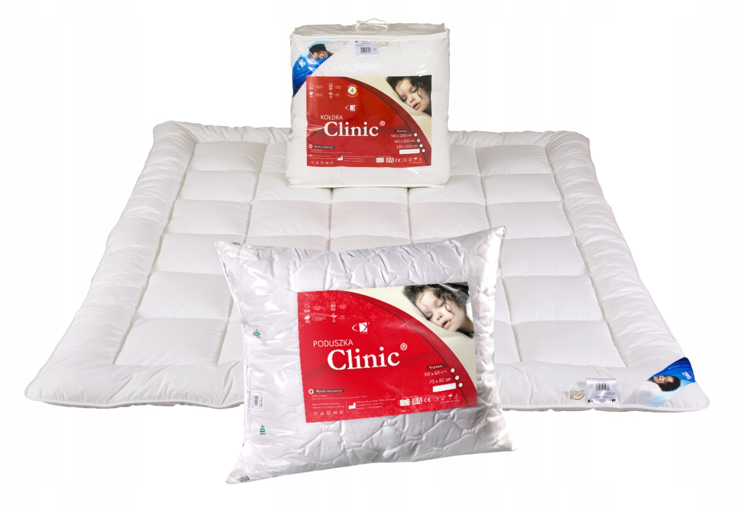 KOMPLET CLINIC ANTYALERGICZNA KOŁDRA 140x200 + PODUSZKA 70x80 ZESTAW AMW