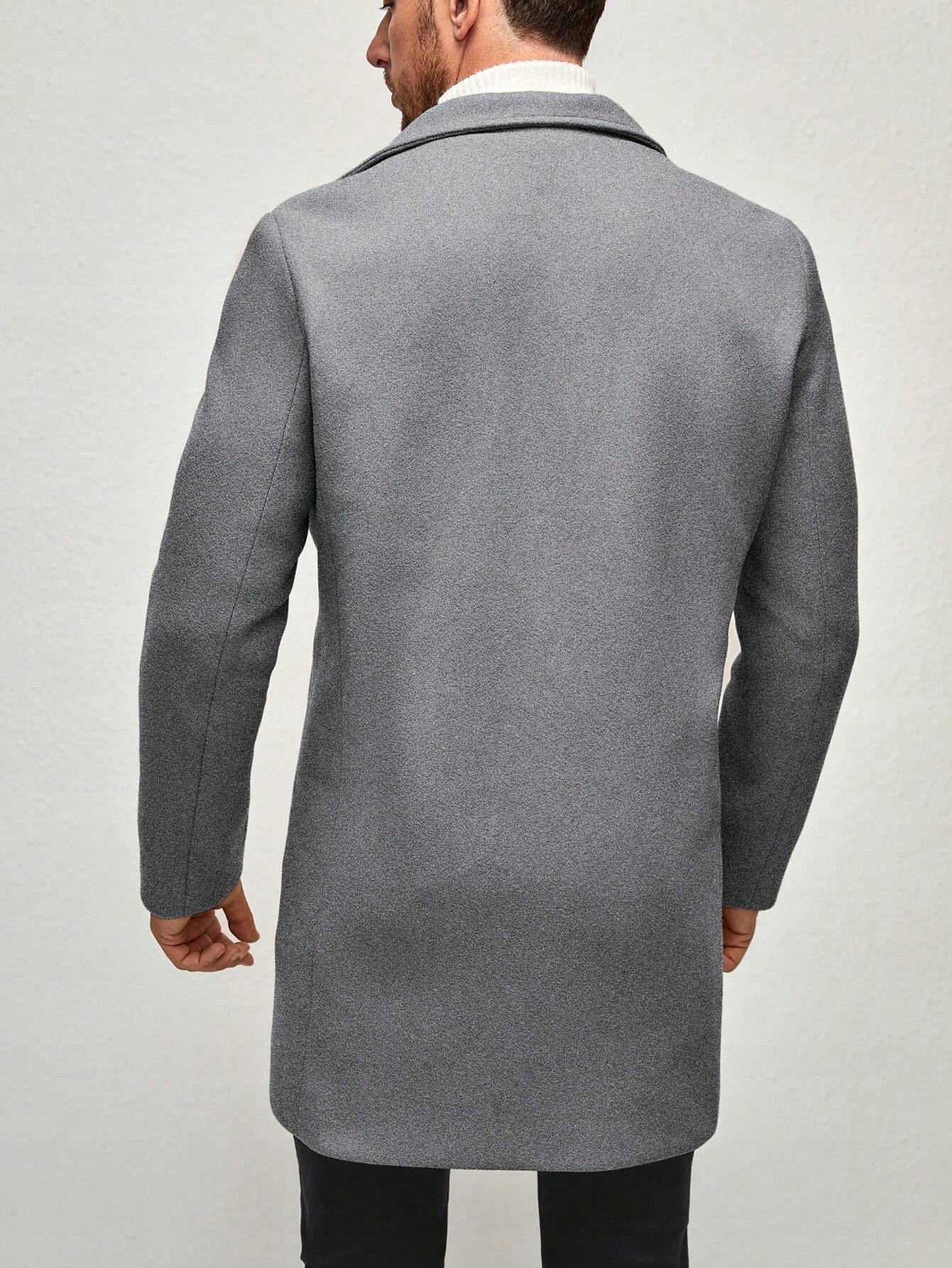 ELEGANCKI PŁASZCZ MĘSKI BIZNESOWY LUKSUSOWY DO PRACY JESIENNO ZIMOWY Kolor szary