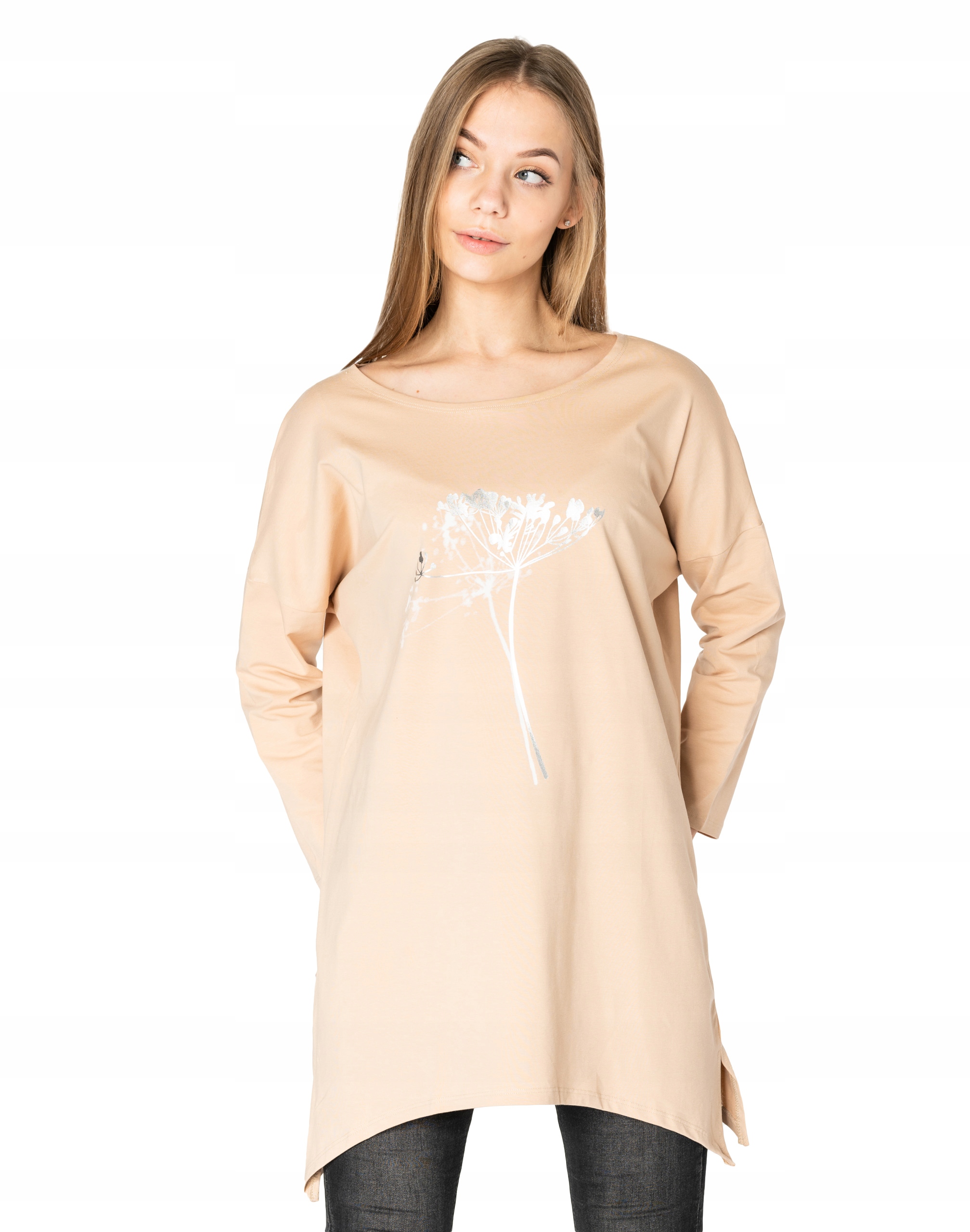 

Długa Bluzka Tunika Asymetryczna Damska 4597-5 r L