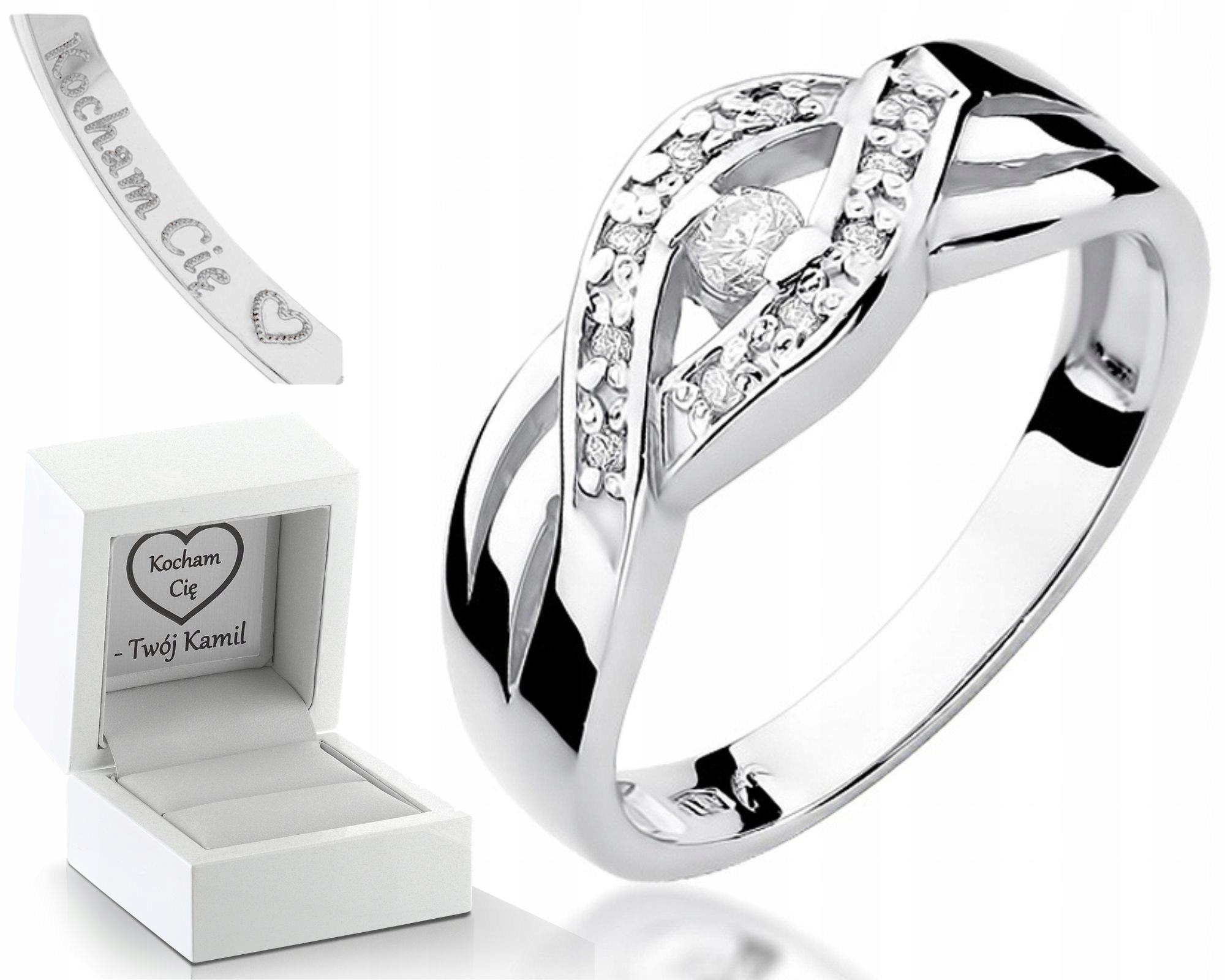 Prstýnek S Brilianty Bílé Zlato Gravírování Bonus Zlato