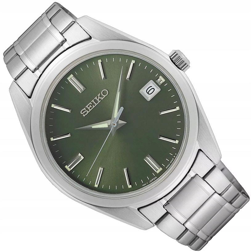 Klasyczny Zegarek Męski Seiko SUR527P1 Z Datą Szafir Zielona Tarcza 40mm