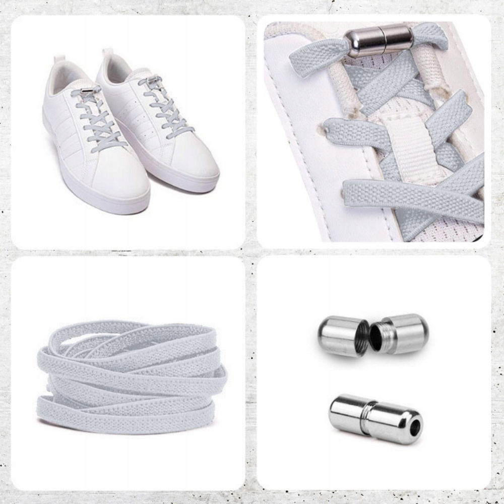 Sznurowadła Bez Wiązania ELASTYCZNE szare Marka Modeus