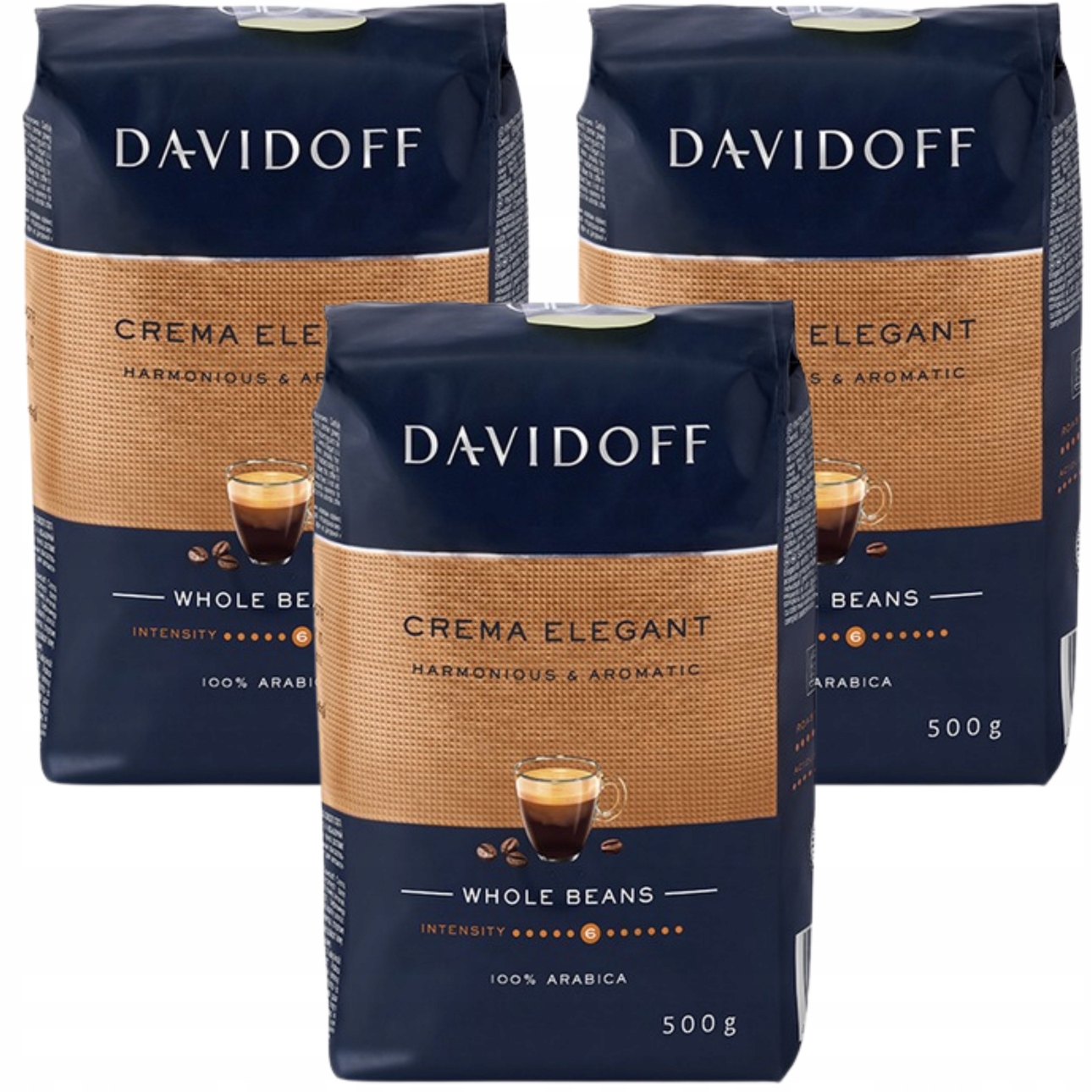 Levně Davidoff Cafe Crema Elegant Káva Zrnková 500 g x3