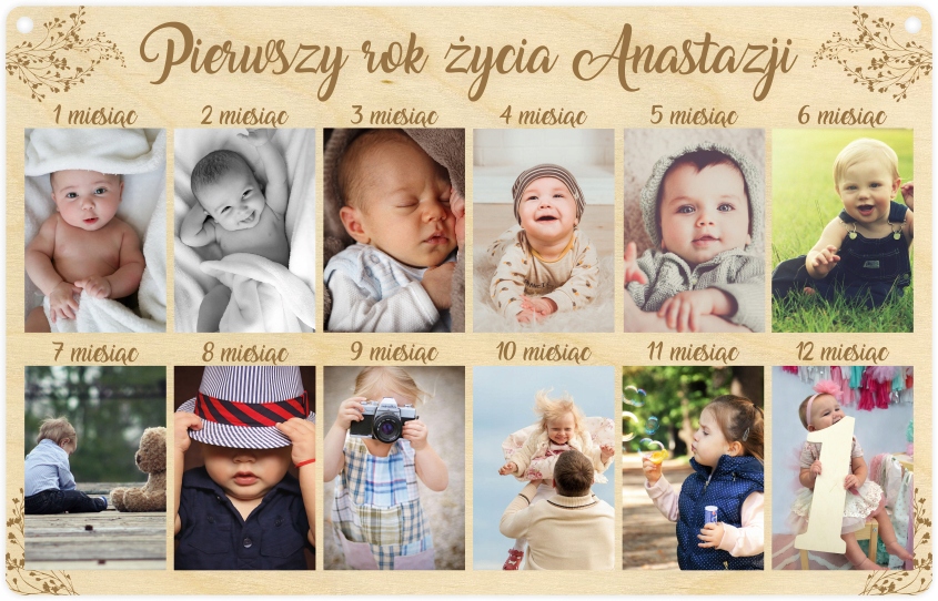 

Ramka Tablica na 12 zdjęć Pierwszy Rok życia Tania