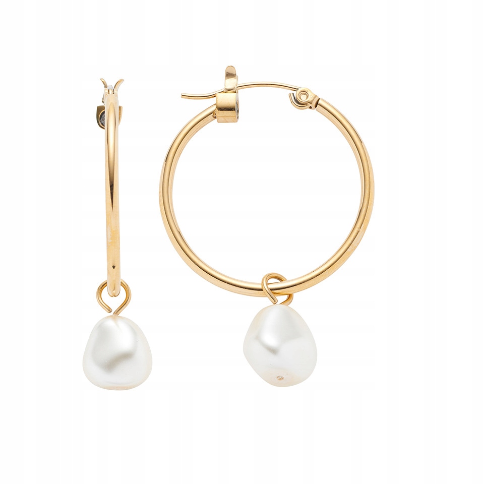 Náušnice Magnetická zlatá kolečka s perlami Ocel