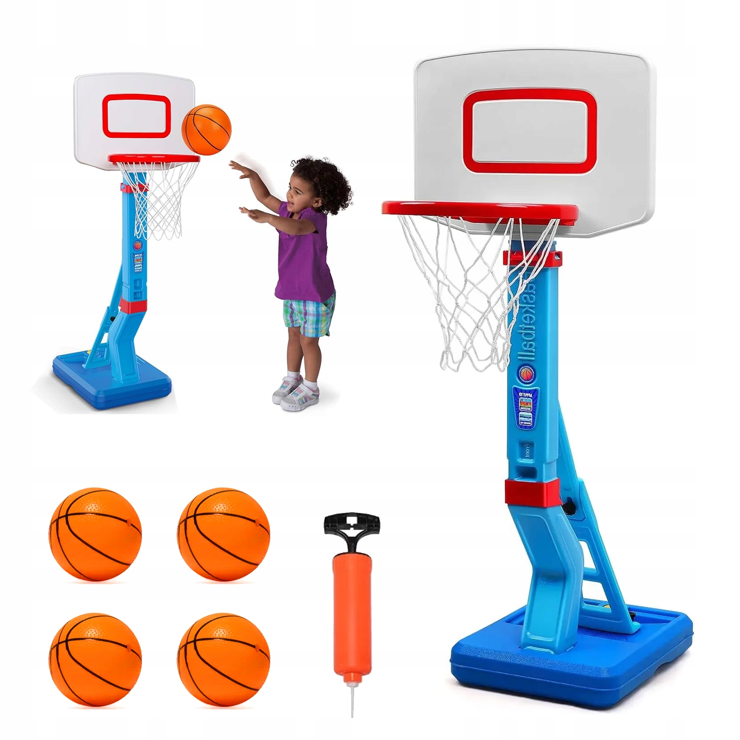 Nastavitelný Basketbalový Stojan S Trojúhelníkovou Základnou Pro 4 Hrací Míčky