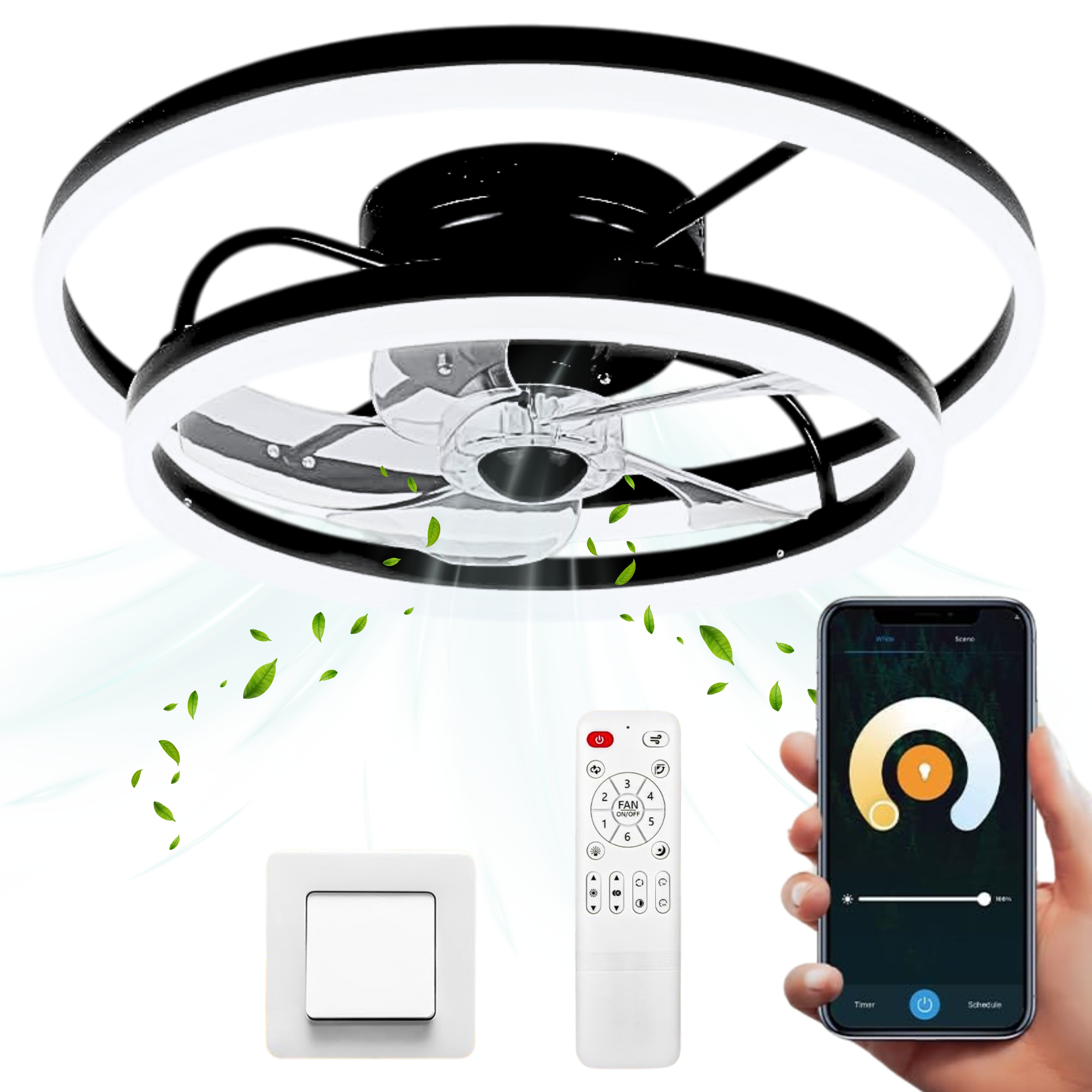 Lustr Stropní ventilátor Větrný mlýn Moderní stropní svítidlo Led dálkové ovládání