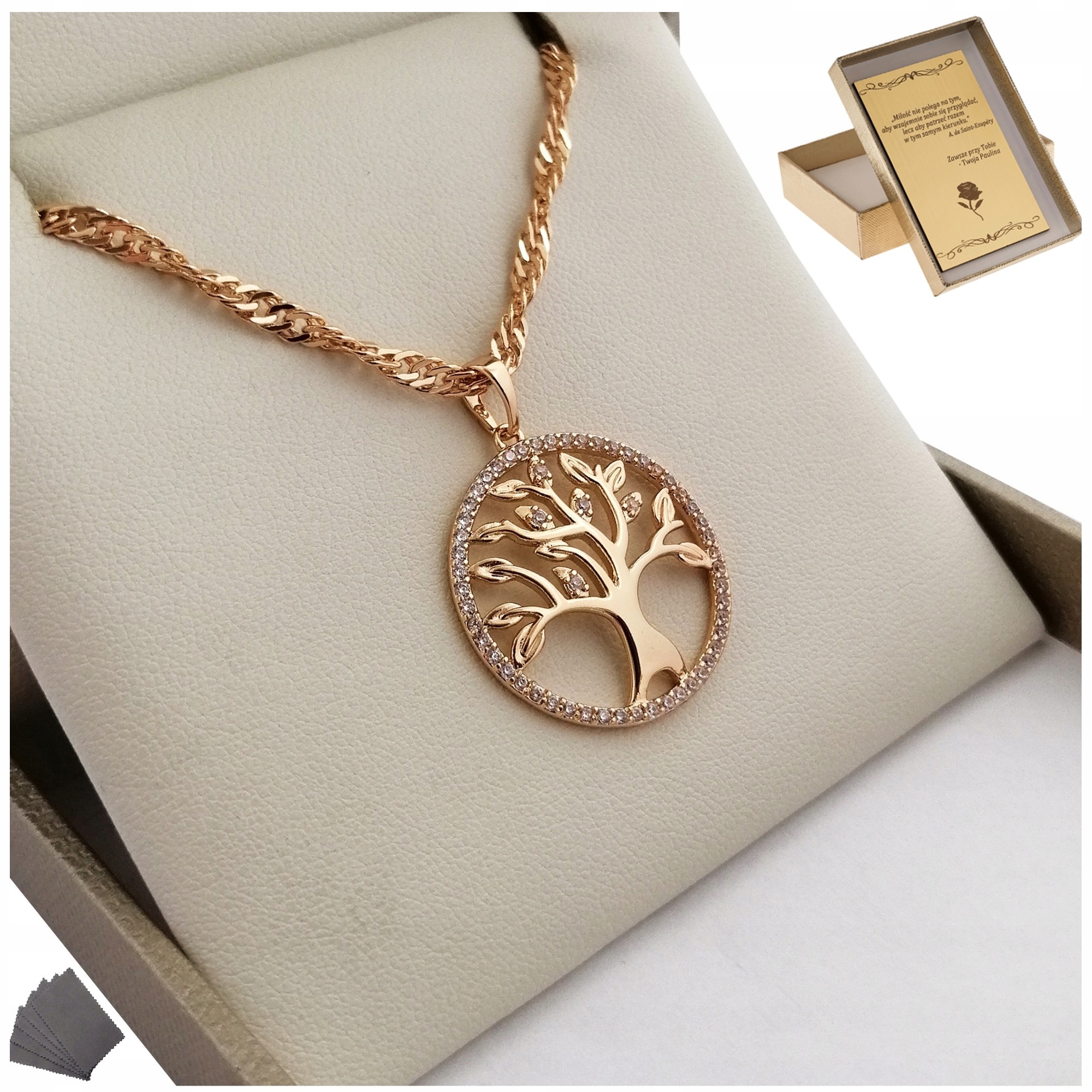 

Złoty Łańcuszek Drzewko Szczęścia Naszyjnik Grawer
