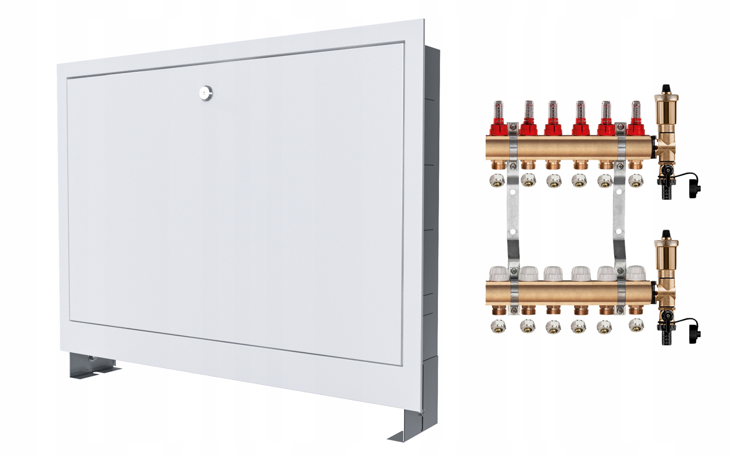 Mosazný Rozdělovač 7 Sekcí Spojky Podomítková Skříňka