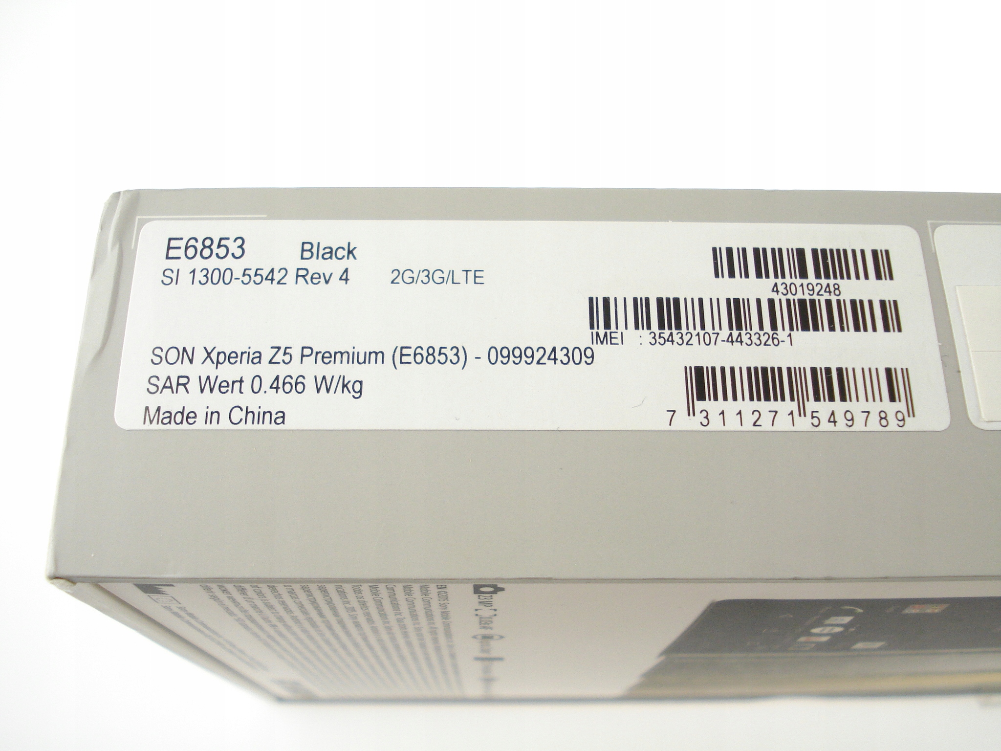 100% новый оригинальный Sony XPERIA Z5 премиум E6853 черный EAN 7311271549789