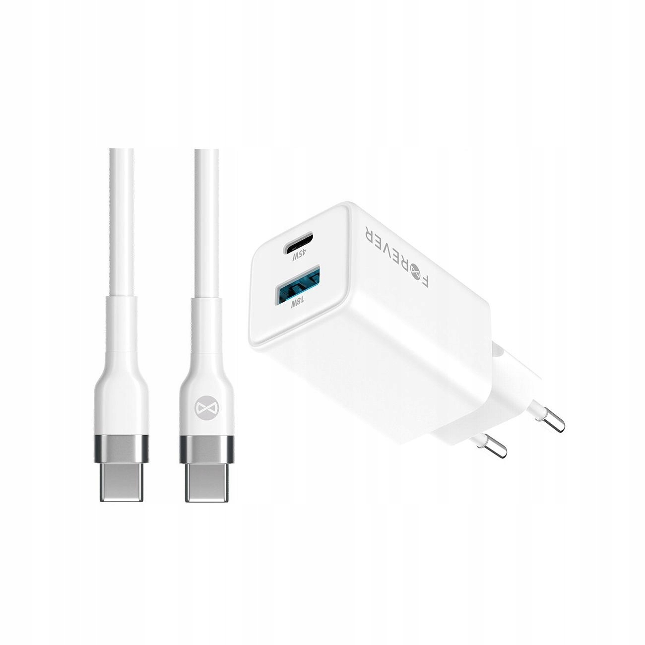 Szybka ładowarka GaN 45W 2 wejścia Usb i Usb-c z kablem do Samsung A71 5G
