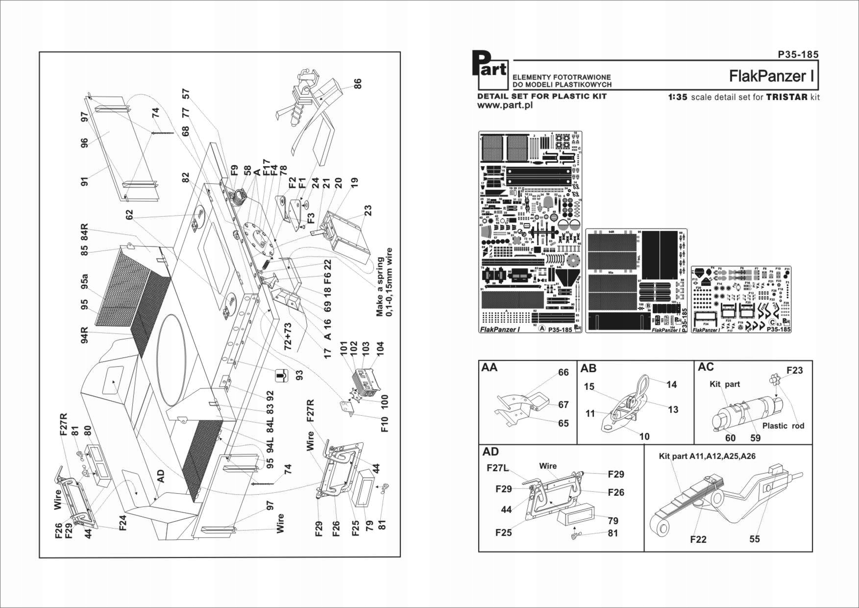 Part P35-185 1/35 Flakpanzer I (Tristar)