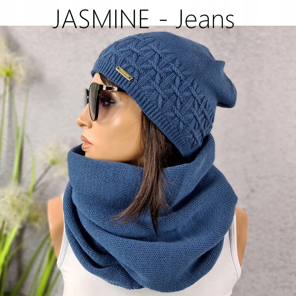 MODNY KOMPLET CZAPKA + DUŻY KOMIN ZIMOWY - KOLORY Płeć kobieta