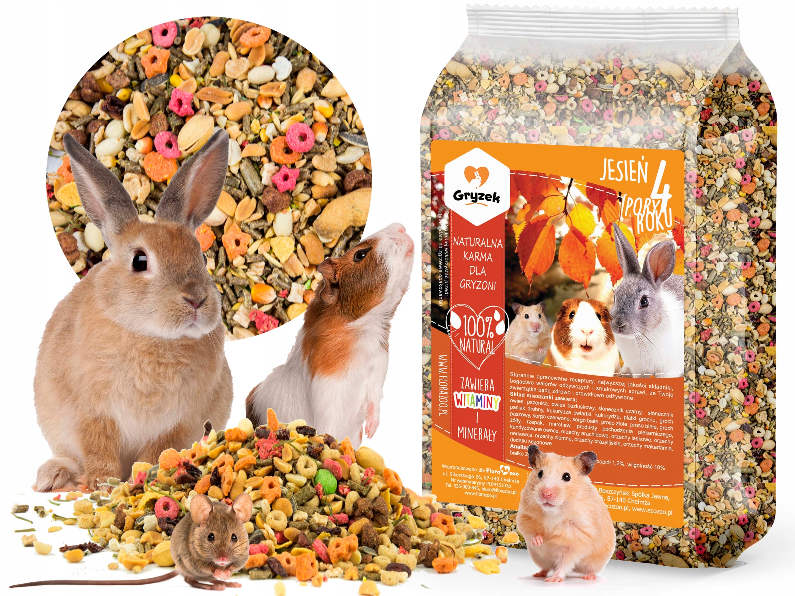 NATURALNY POKARM KARMA DLA KRÓLIKA ŚWINKI GRYZONI 4 PORY ROKU JESIEŃ