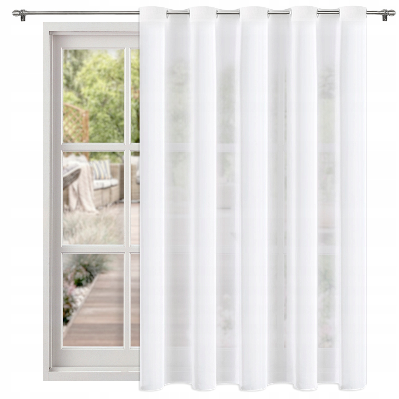 FIRANA WOALOWA GŁADKA KLASYCZNA BIAŁA NA PRZELOTKACH 200x250cm