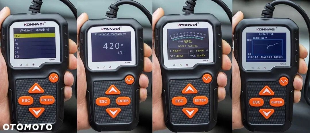Tester do akumulatorow Konnwei 6V 12V KW650 Rated voltage 12 V
