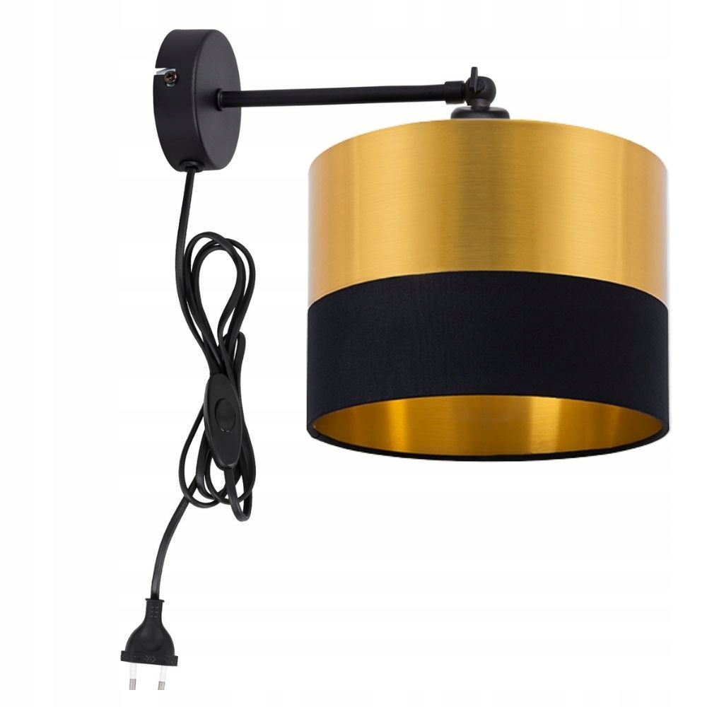 Glamour Nástěnná Lampa Zlatá Se Zástrčkou