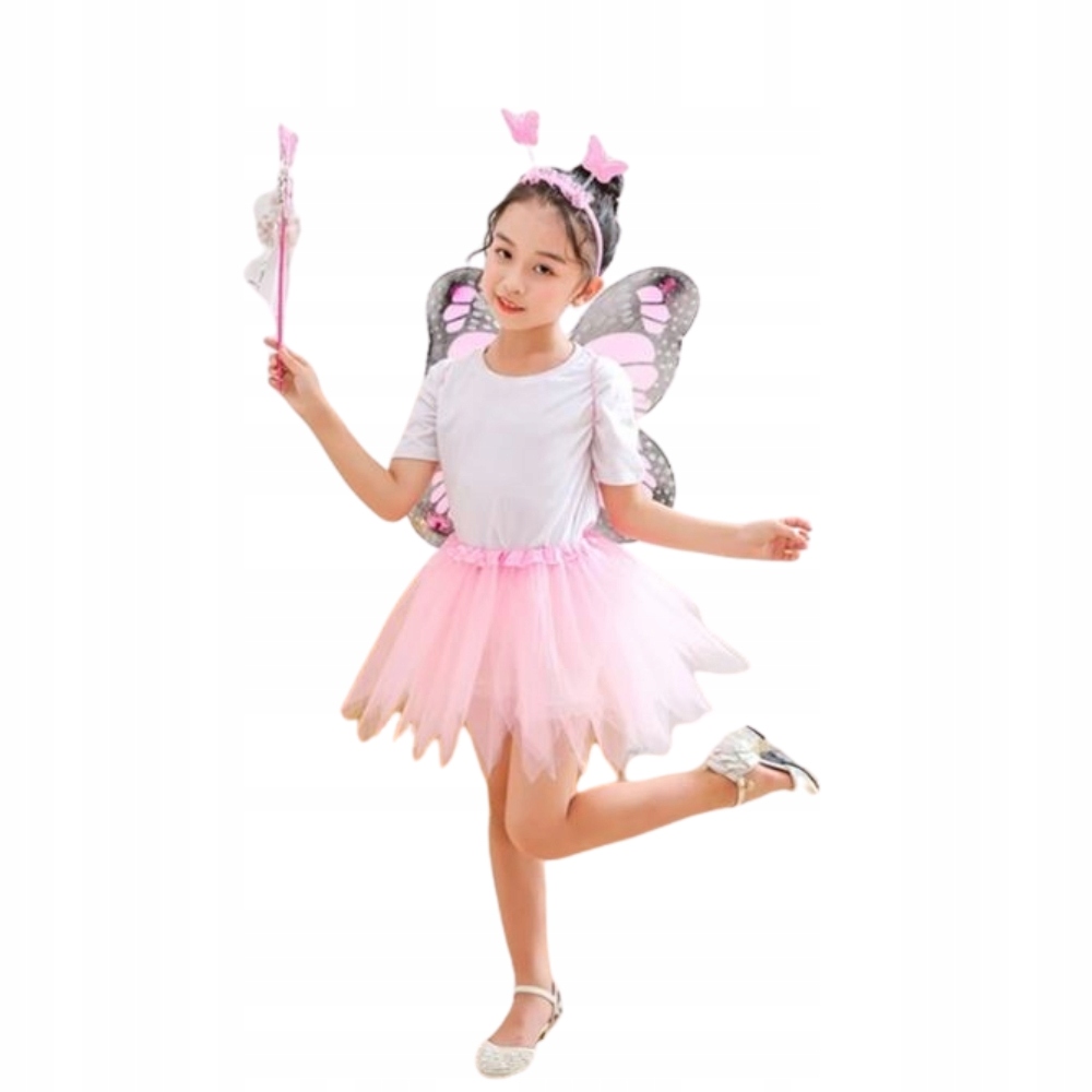 STRÓJ KOSTIUM MOTYL SKRZYDŁA WRÓŻKI LED SPÓDNICZKA TUTU BERŁO 98 134 Płeć Dziewczynki