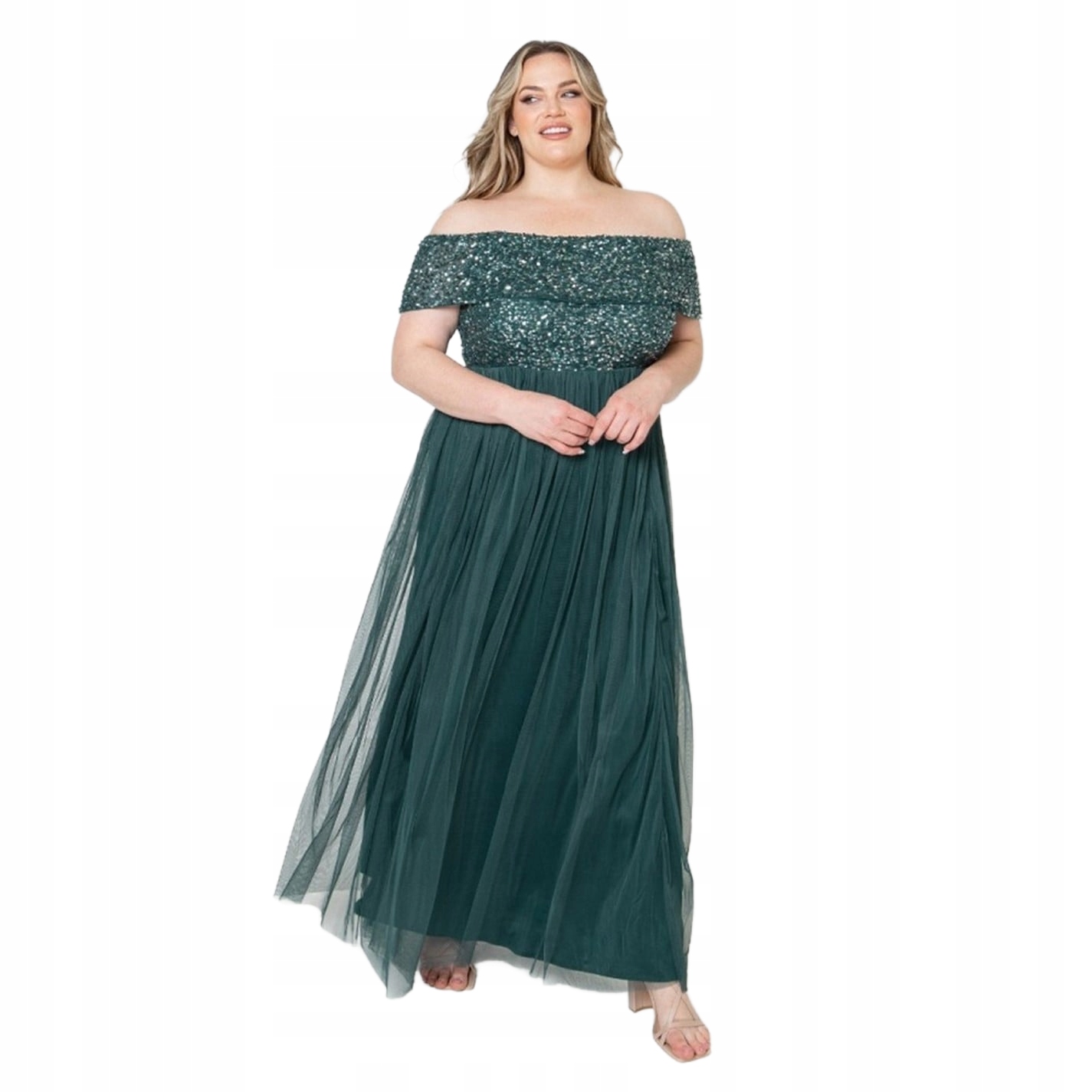 Maya Deluxe Zelená Sukně Plus Size Flitrová 42 6BA