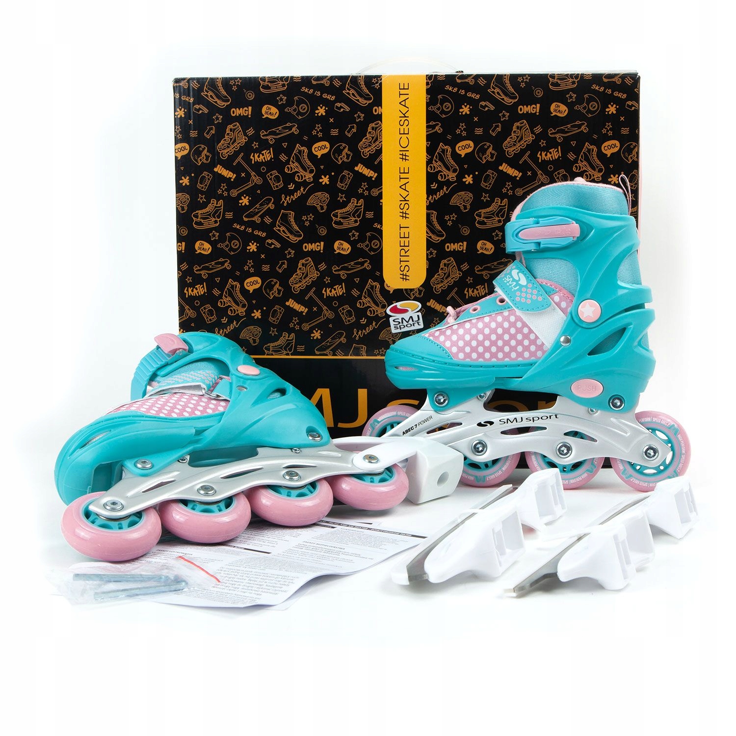 Regulowane łyżwy rolki Lily 2w1 dla Dzieci Wielosezonowe 38-41