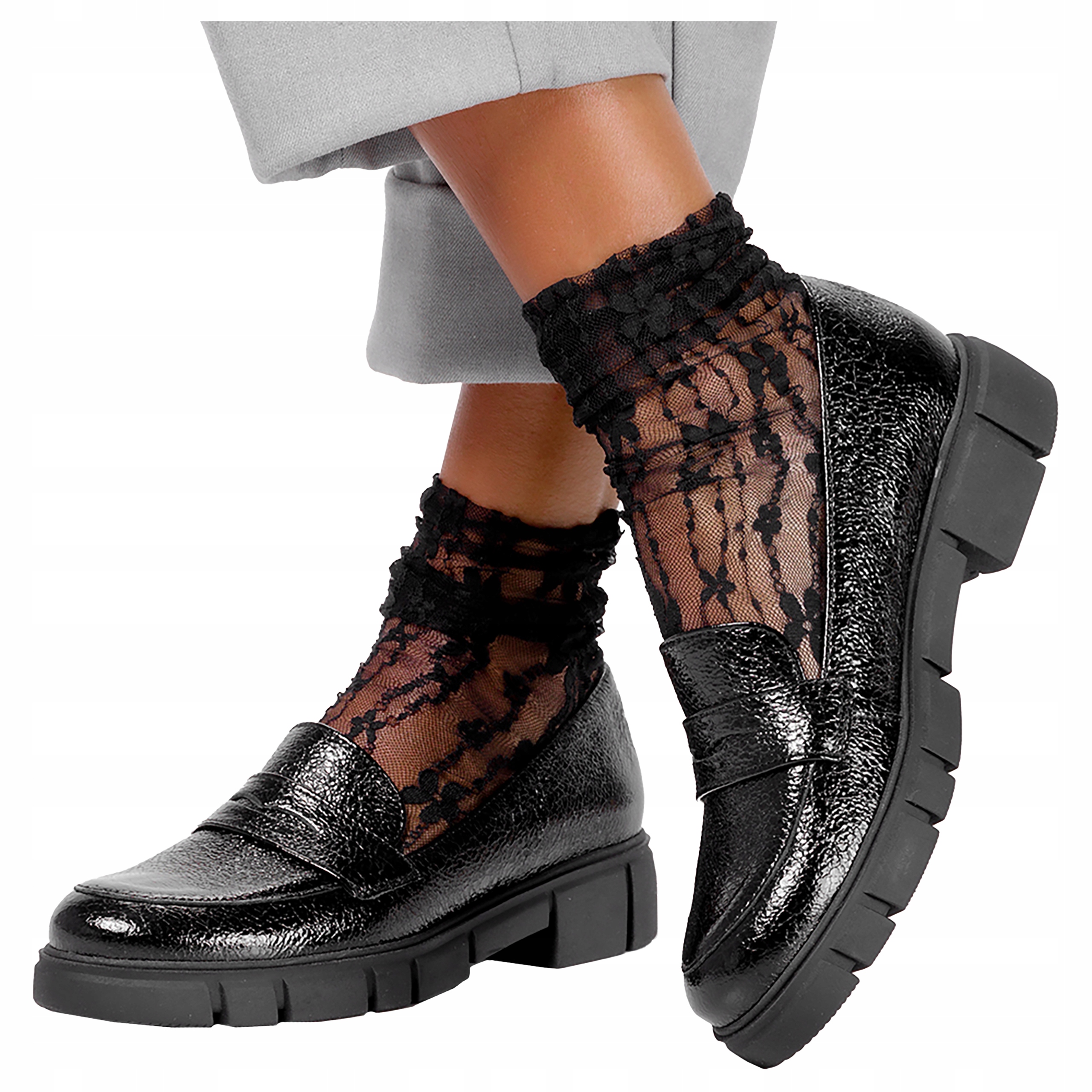 Mokasyny Półbuty Lakierowane Polska Skóra New r 39