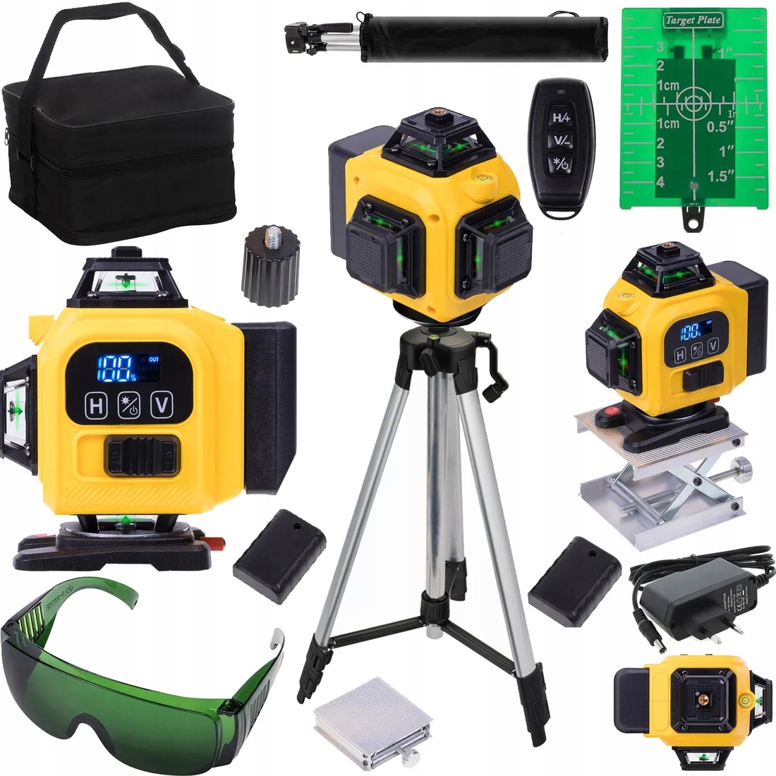 Laserová Vodováha 4D Křížový Laser 4D Sada Otočná Základna Stativ