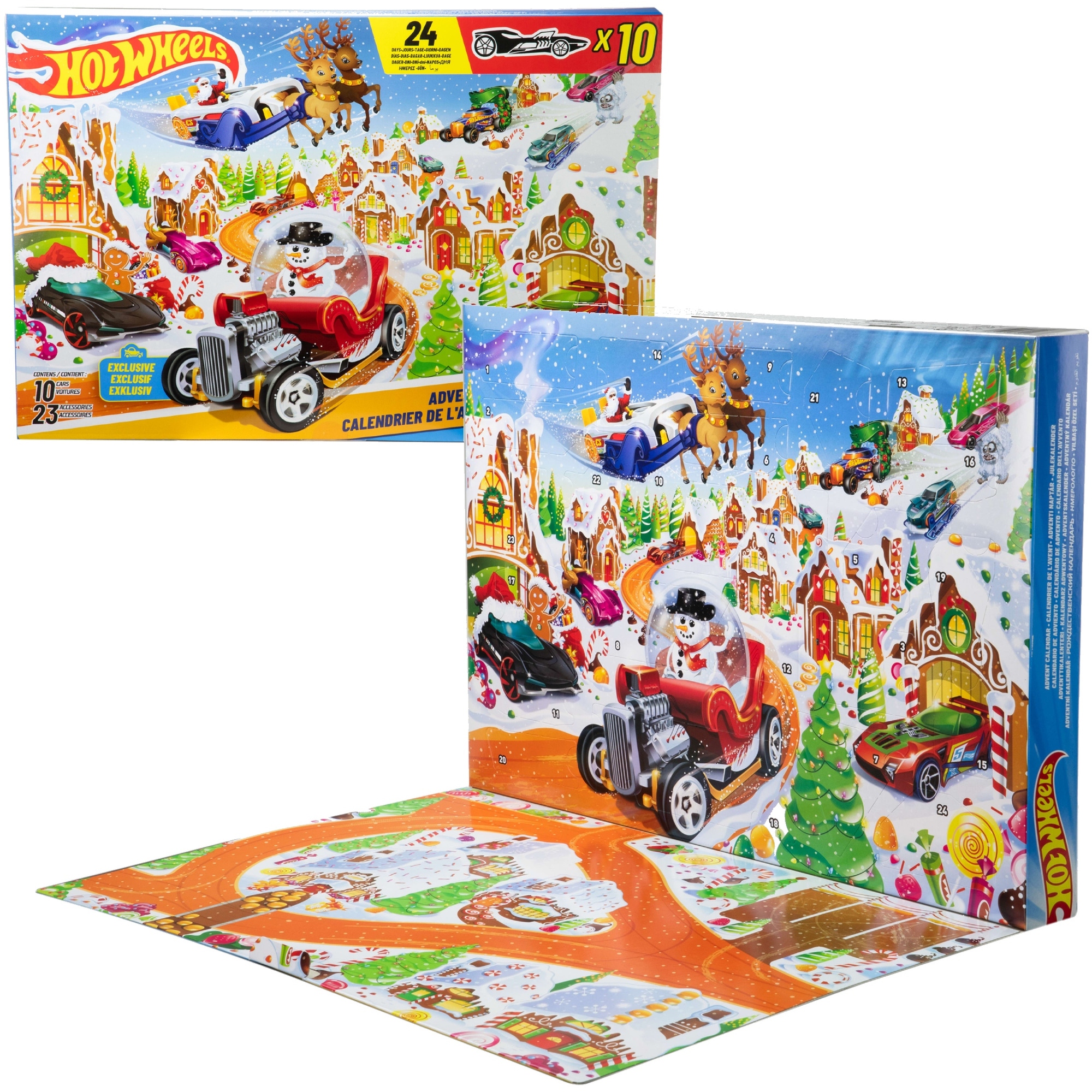 Hot Wheels Adventní Kalendář 2025 24 Překvapení 10 Vozidel Příslušenství