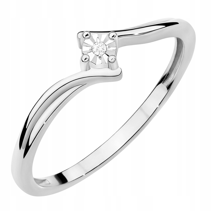 Zlatý Prstýnek ryzosti 585 s centrálním diamantem 0,01 ct 14k