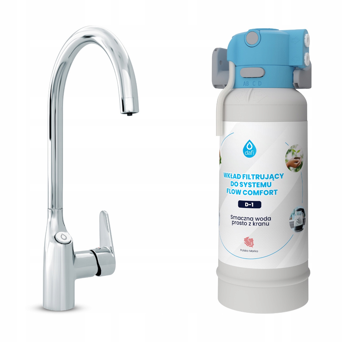 System filtrujący wodę Dafi Flow Comfort D1 bateria trójdrożna Como chrom
