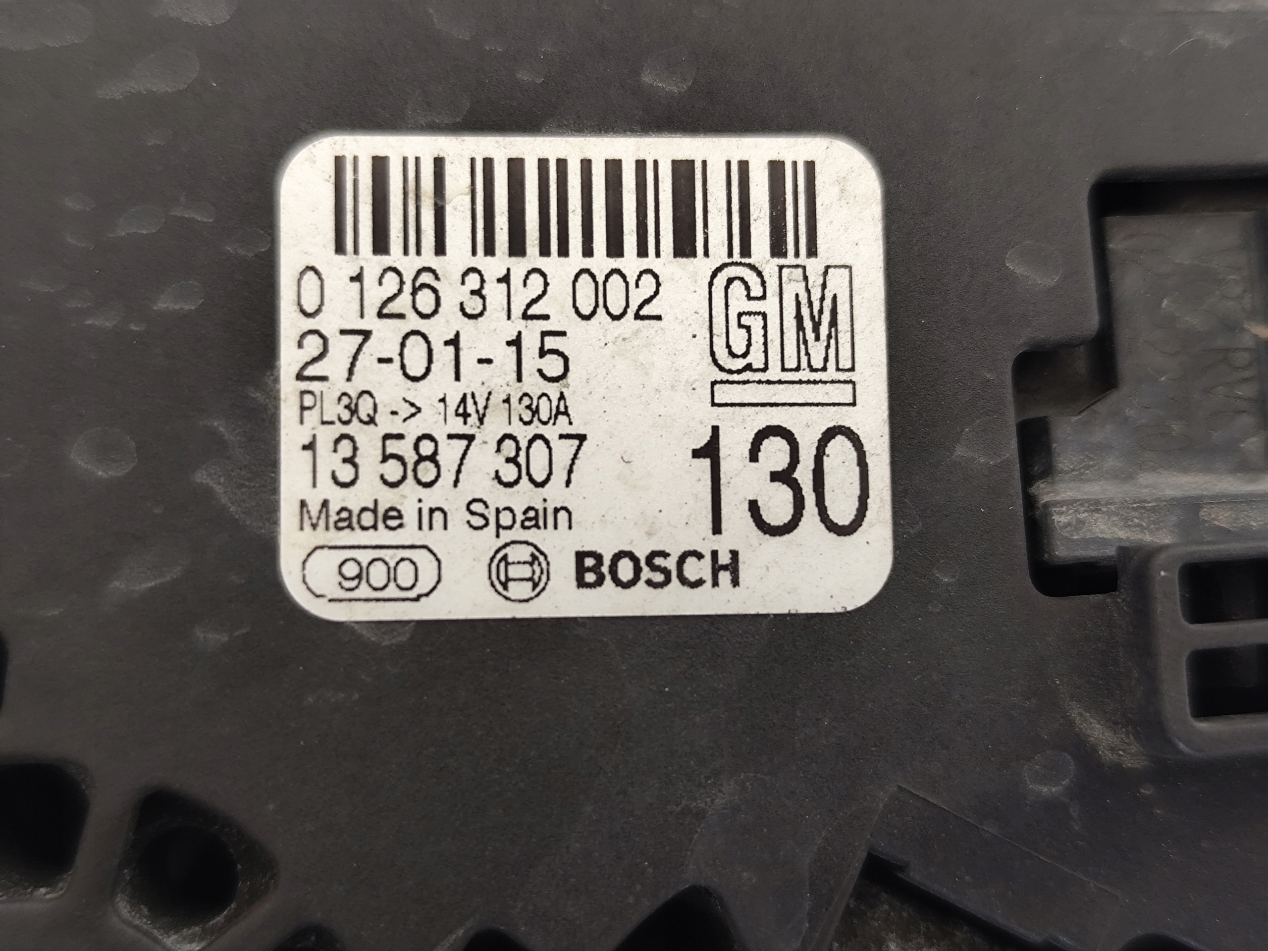 OPEL CORSA E 2015 1.0T ALTERNATOR 130A 13587307
