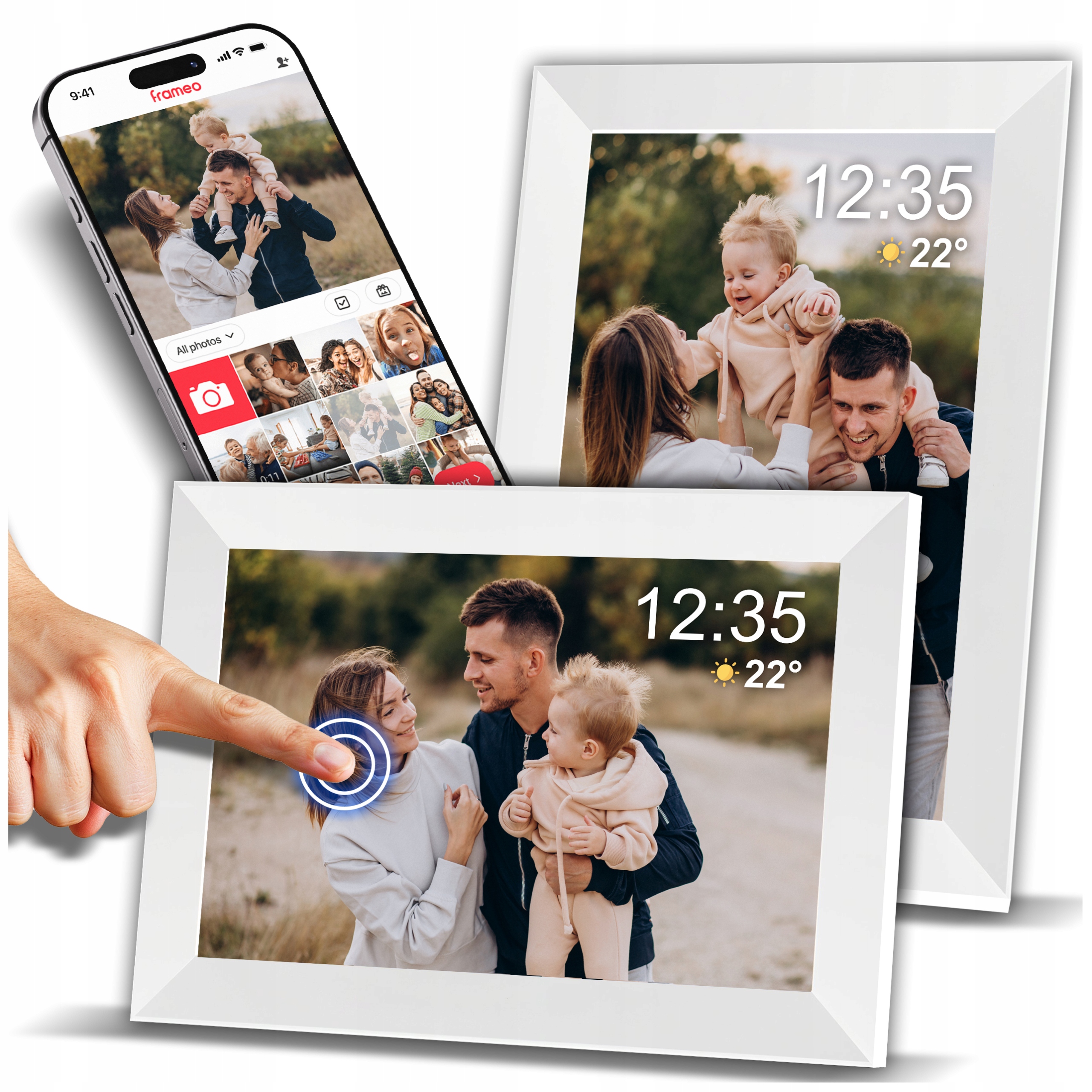 Rámeček Digitální Na Fotografie Frameo Wifi 32GB 10,1" Dotykový Fotorámeček Bílý Hd