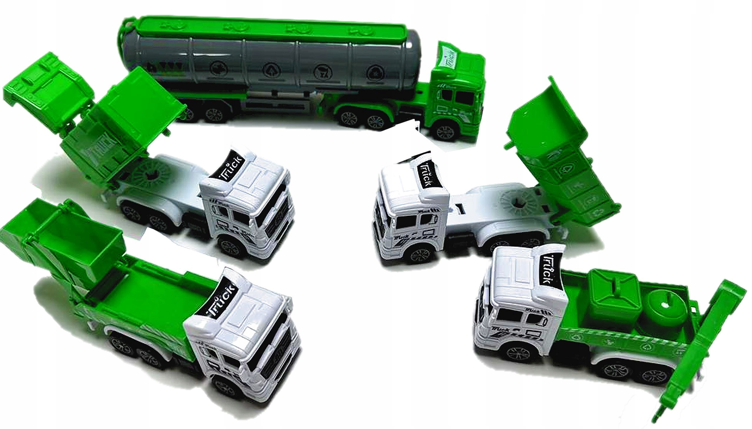 5x AUTO CIĘŻAROWE ŚMIERCIARKA WYWÓZ ŚMIECI RUCHOME CZĘŚCI napęd pull&back Wiek dziecka 3 lata +