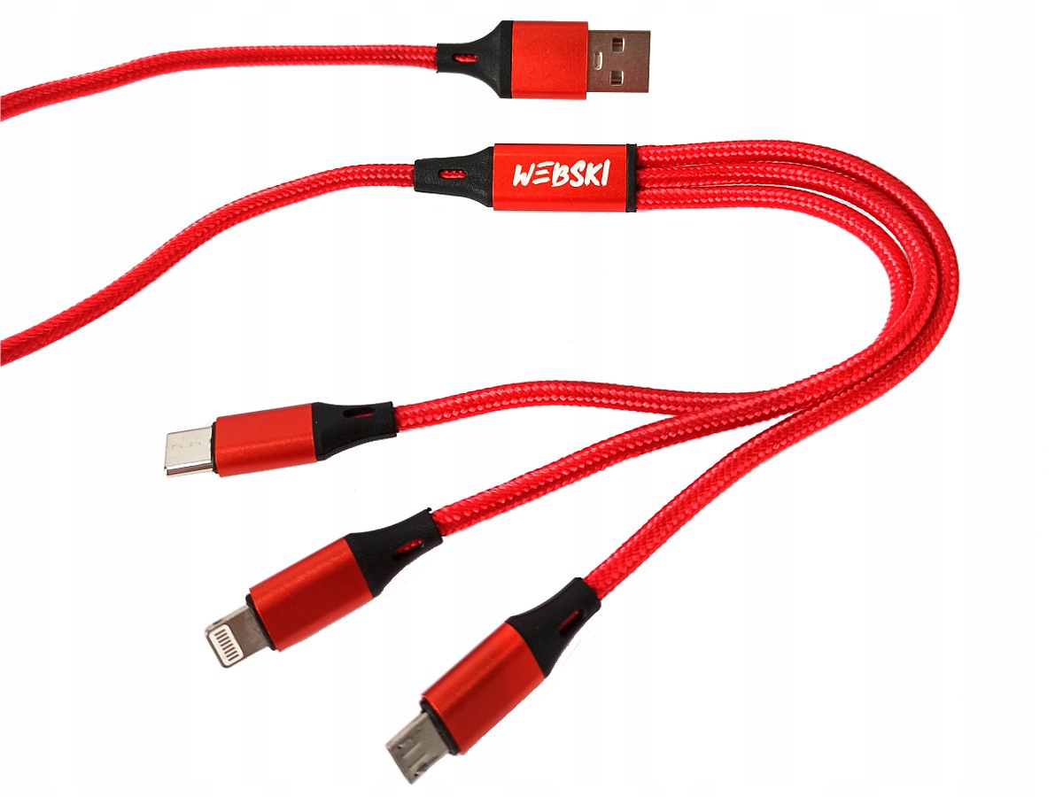 

Kabel 3w1 typ c micro lightning trzy urządzenia