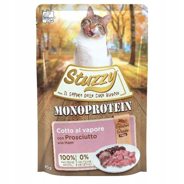 Mokré krmivo pro kočky Stuzzy Monoprotein Ham Pork 16x85g