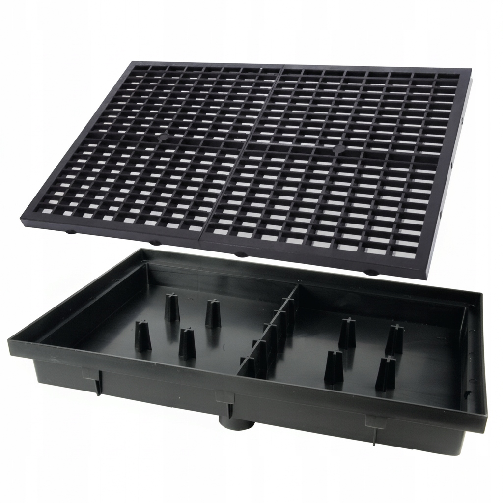 Rohožka pod dveře z Pvc pro zabudování 60x40 cm s korýtkem a odtokem