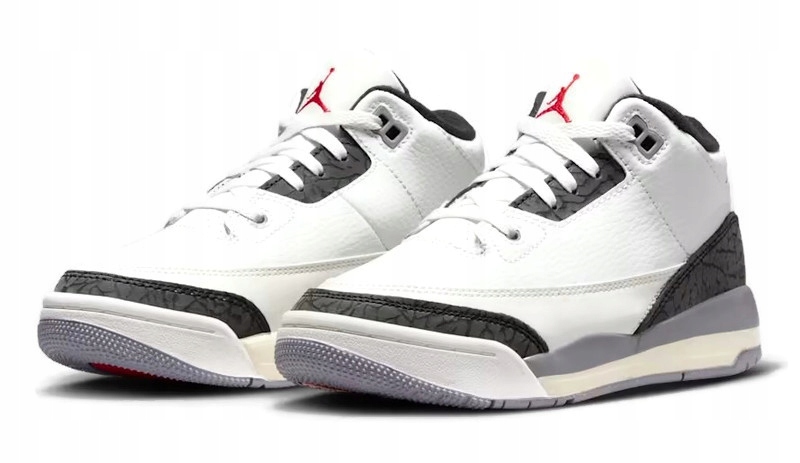 Dětské boty Air Jordan 3 Retro Cement Grey a Fire Red Velikost 32