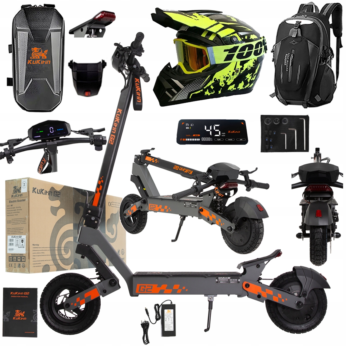 Kukirin G2 2026 Nové skládací elektrické vozidlo 1200W 45KM/H 15Ah 48V 10"