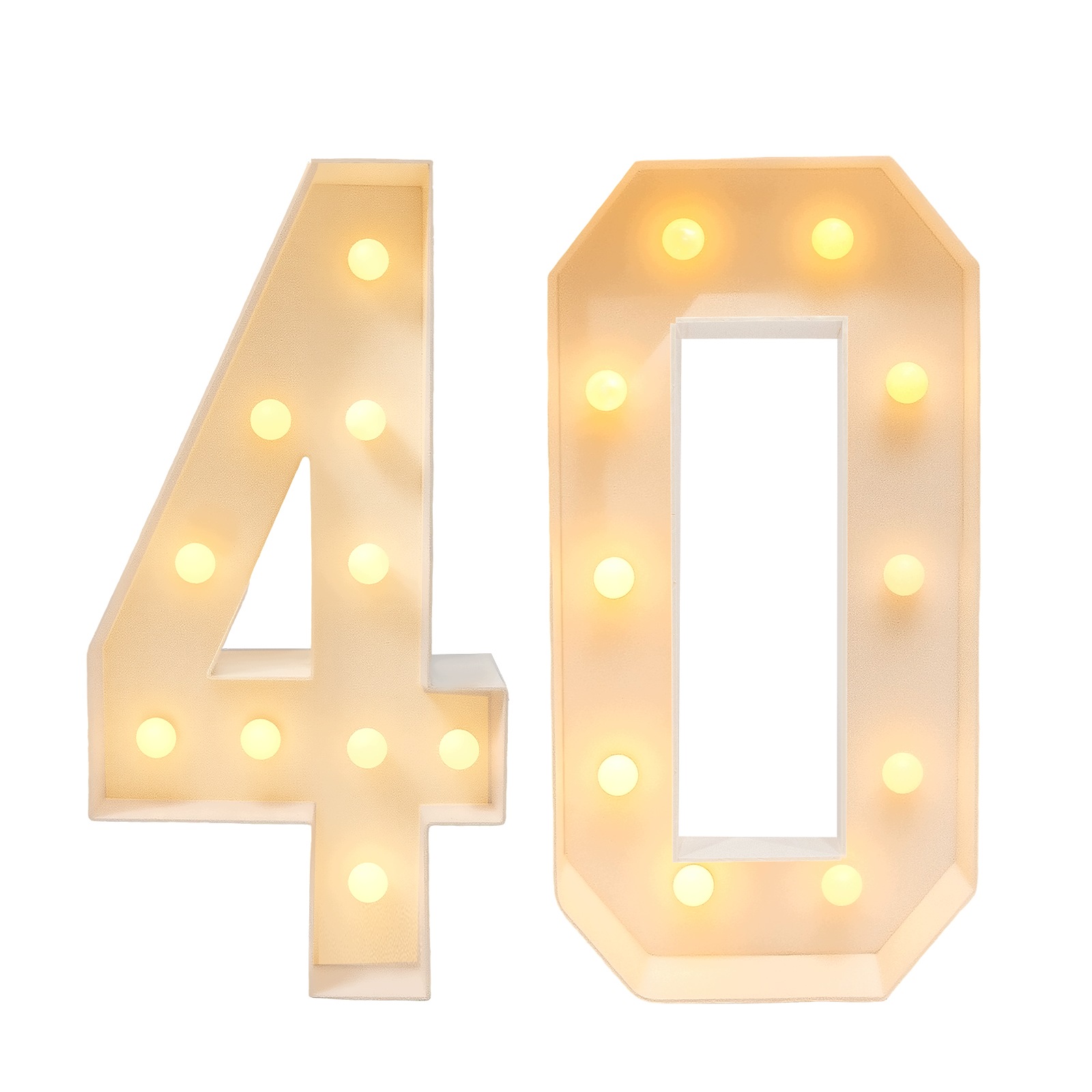 40 Podsvícených Číslic Pro Narozeninovou Dekoraci S 20 Led Žárovkami