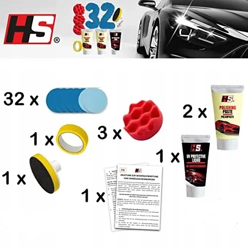 HS Zestaw do polerowania regeneracji lamp samochodowych EAN (GTIN) 6931855106651