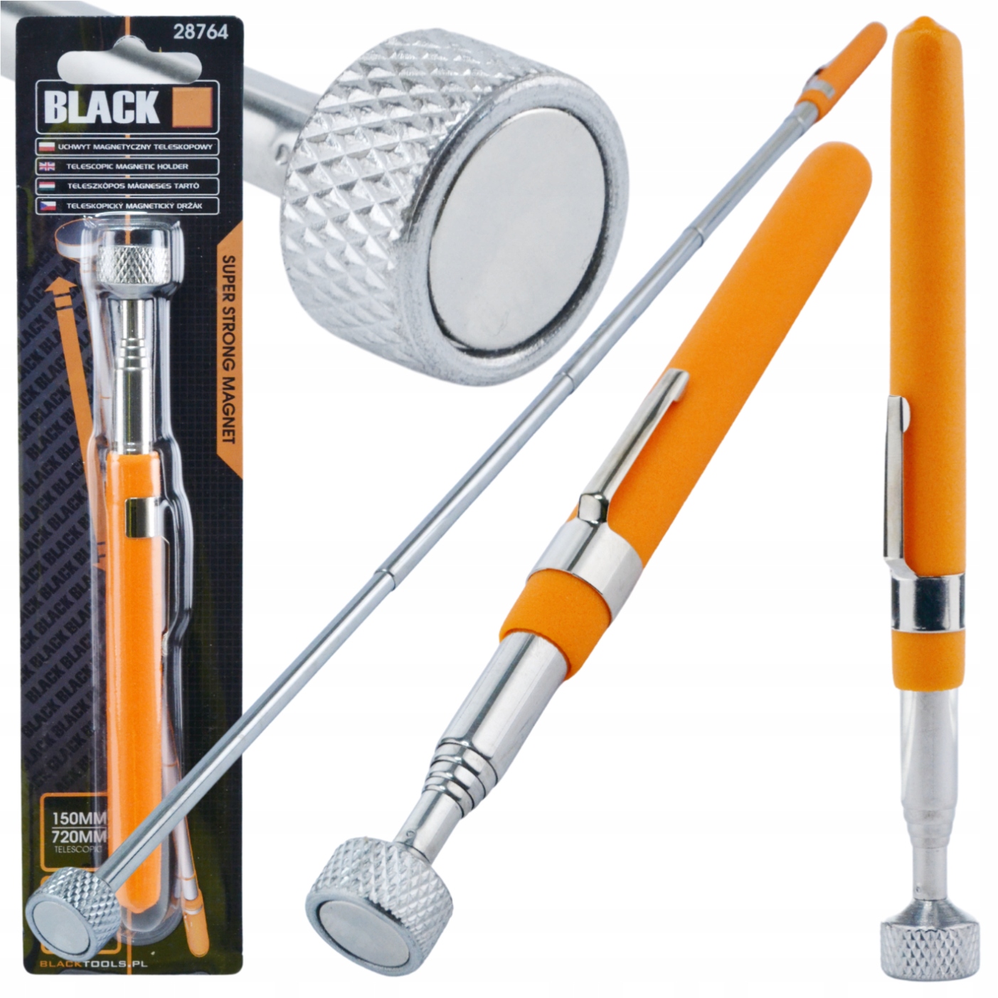 Uchwyt magnetyczny teleskopowy Black stal nierdzewna 15-62 cm