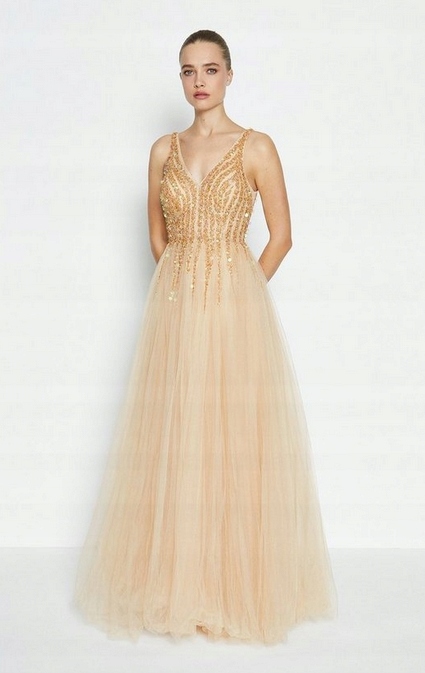 Tylová Zdobená Flitrová Fenomenální Šaty Plesová Sukně 38 M