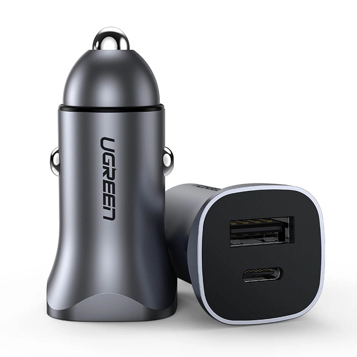 Ładowarka samochodowa Ugreen CD130 30W Usb- A/ Usb- C (szara) Ugreen