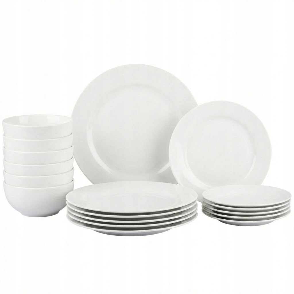 Obedový Servis Pre 6 Osôb Sada Tanierov Biela Keramická 18 ks Moderná