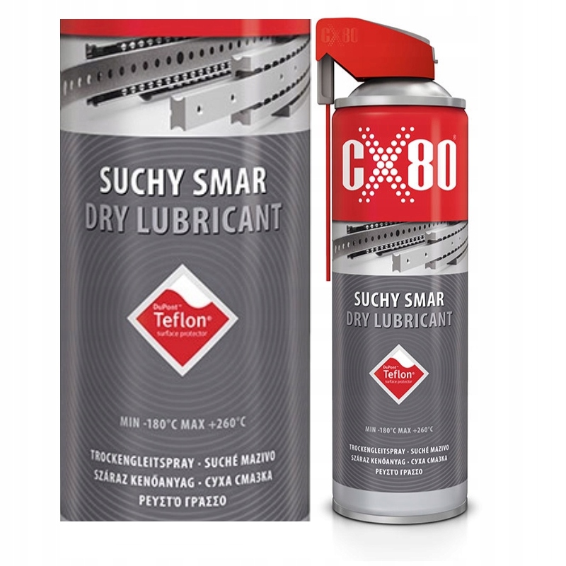 CX80 Suchy Smar Z Teflonem 500ML Duospray Teflon Ptfe