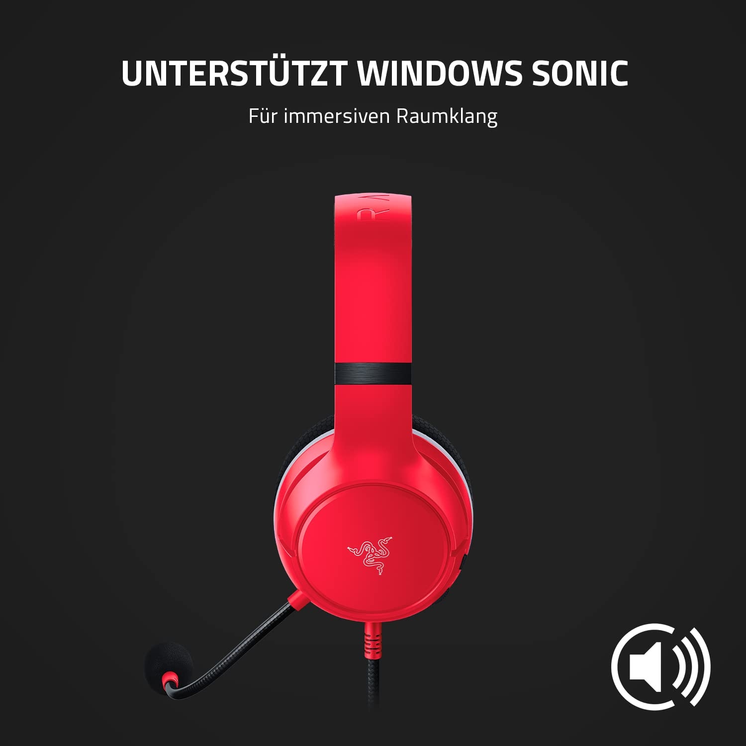 RAZER Kaira X Przewodowe Słuchawki Gamingowe Xbox Series X S Czerwone — miniatura 6