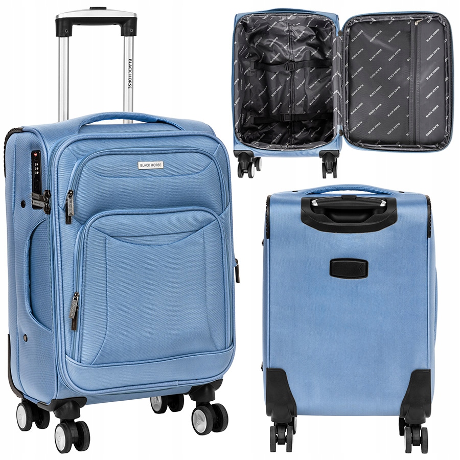 Black Horse Mała Walizka Na Kółkach Codura Niebieska Jasna